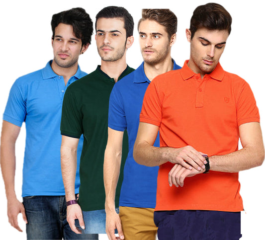 Cotton Blend Polo Collar  Men'S Tshirt  (Pack Of 4)-XXL-RBSBORBG